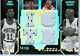 2007 Upper Deck Black Authentic Isiah Thomas & Chauncey Billups Quad Game Worn Jersey Card