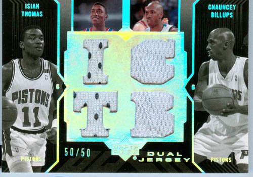 2007 Upper Deck Black Authentic Isiah Thomas & Chauncey Billups Quad Game Worn Jersey Card