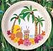 From the Island Luau Party Supply Collection. Island Luau 7" Party Plates. Features a colorful lei underneath a tiki beverage and umbrella drink in Hawaiian paradise. Includes 20 plates in each package.