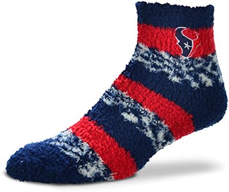 For Bare Feet NFL RMC Pro Stripe Fuzzy Sleep Socks-One Size Fits Most-Houston Texans