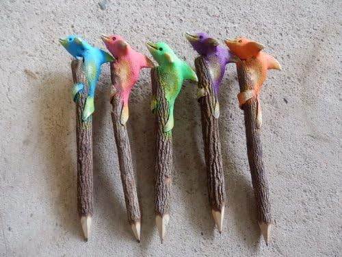 DragoNista Dolphin Wood Pencil Sawdust Natural Handcraft [Pack 5]