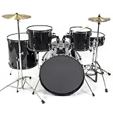 Drum Set 5 Pc Complete Adult Set Cymbals Full Size Black New Drum Set