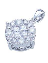 1.00CTW DIAMOND SOLIEL PENDANT 14K White-gold Real Charm Pendant
