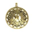 Large Brass Om Pendant with Auspicious Symbols