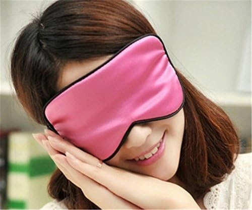 Sleep Eye Mask Adjustable Band Strap Double Sided Silk 9.5*21cm Travel Rest Nap (rose)