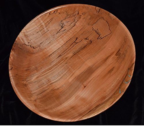 #3336 Myrtle Wood Bowl with Turquoise Inlays. 14" x 4"