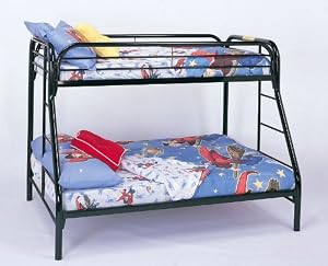 Twin Full Size Metal Bunk Bed with Double Ladders in Black Finish from Coaster