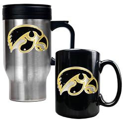 Iowa Hawkeyes NCAA Stainless Travel Mug And Ceramic Mug Set by Great American Products