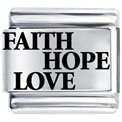 Pugster Laser Faith Hope Love Italian Charm Bracelet