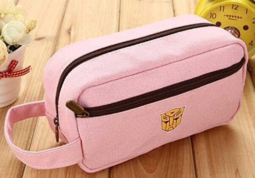 Large capacity canvas pen bag pencil case Fashion simple Cosmetic Bag Pouch Pocket for Girls Students Women Lady----Pink