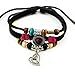 Hollow Out Silvery Romantic Heart Pendant Good Leather 1 Braided Rope Bracelet