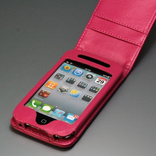 「全7色」iPod touch 4　PUレザーケース 上開きタイプ 　マゼンタ　Leather Case for iPod touch 4 液晶保護フィルム　USB充電ケーブル付 (688-3)