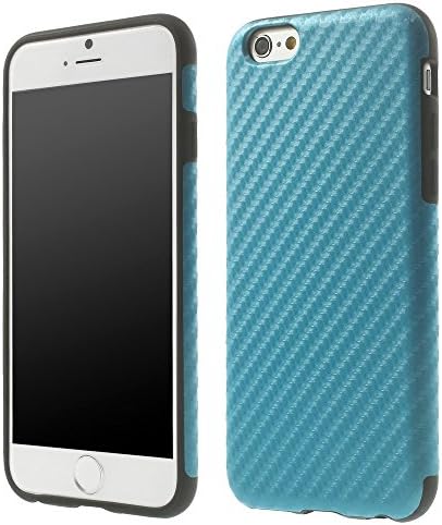 Caseblare Carbon Fiber Texture Leather Coated Soft TPU Cover Shell for iPhone 6 4.7 inch - Baby Blue