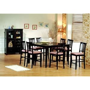9pc Cappuccino Wood Counter Height Dining Table and 8 Bar Stools Set by
