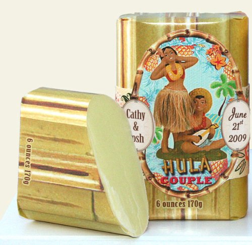 Dolce Mia Hula Couple Tropical Citrus Natural Soap Bar with Shea Butter 6 oz. (6 per order) Personalized Gift Favors