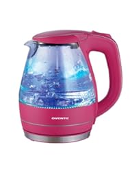 Kitchen: Ovente KG83F Glass Electric Kettle, 1.5 L, Pink - Ovente