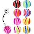 14 Gauge 8 Wave Ball Interchangeable Belly Ring Pack