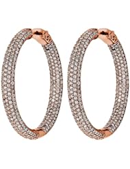 2.00 ct. tw Round Cut Diamond Pave Inside Outside Hoop Earrings - G-H SI2 - 18 Kt. Rose Gold
