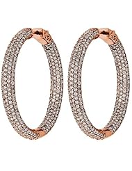 1.00 ct. tw Round Cut Diamond Pave Inside Outside Hoop Earrings - G-H SI1 - 18 Kt. Rose Gold