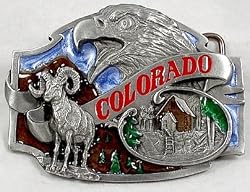 Colorado State 3-D Enamel Pewter Belt Buckle