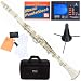 Mendini MCT-W B Flat White ABS Clarinet w/ Case, Tuner, Stand, Mouthpiece, Box of 10 Reeds, Cork Gre