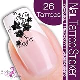 #1: Nail Tattoo Sticker Ornament / Blüte – schwarz