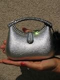 NEW SILVER METALLIC w/ MINK FUR PURSE #11009