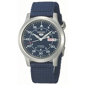 Seiko Men's SNK807 Seiko 5 Automatic Blue Canvas Strap Watch (Watch)
