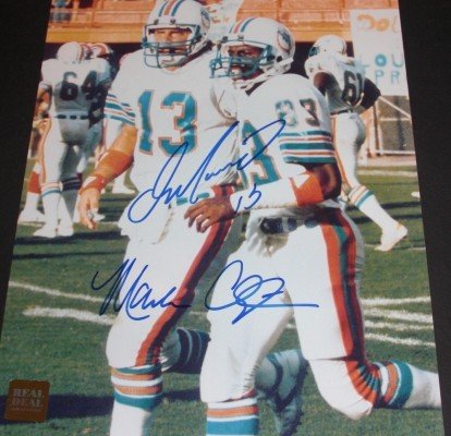 Dan Marino and Mark Clayton Dual Autographed/Hand Signed Miami Dolphins 8x10 Photo