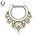 Lobal Domination 1pc Tribal Swirls Design Septum Clicker 316L Surgical Steel 14g or 16g Nose Ring