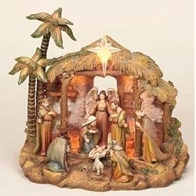 10 inch Inspirational Gifts LED Lighted Religious Nativity Table Top Christmas Scene
