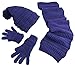 N'Ice Caps Big Girls 8-12 Years Solid Cable Knit Hat/Scarf/Glove Accessory Set