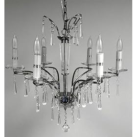 Crystal 6 Light Chandelier with Drops by SmartBargains