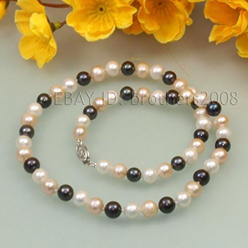 AA7-8mm MIXED Pink Black White fresh water akoya pearl necklace 18 inch.