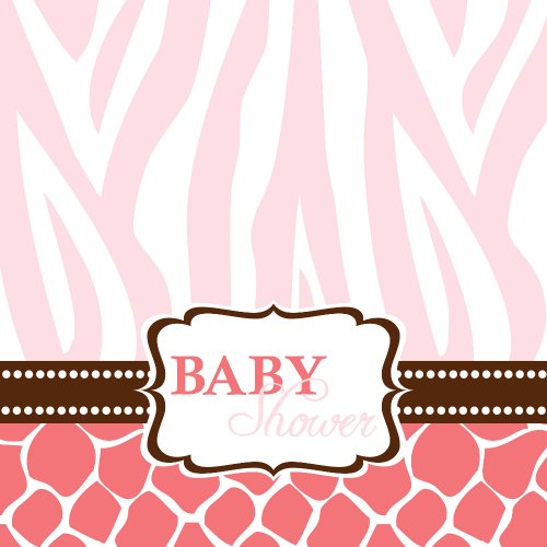 Creative Converting Baby Shower Wild Safari Pink 16 Count 3-Ply Paper Lunch Napkins