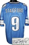 Matthew Stafford signed Detroit Lions Blue Reebok EQT Jersey- Stafford Hologram