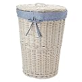 White Wicker Hamper with Navy Liner