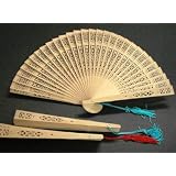 Sandalwood scented Wooden Fans - (three, 8" fans)