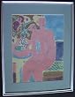 Pink Figurative Nude, Original 1940's Watercolor on Paper Painting By Carmel Artist Victor Di Gesu - Framed Artwork