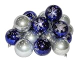 Set of 18 Silver & Blue Shatterproof Christmas Ball Ornaments 2.75" #74000