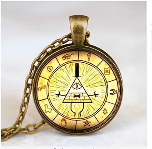 Steampunk Drama Gravity Falls Mysteries BILL CIPHER WHEEL Pendant Necklace glass doctor who 1pcs/lot Glass mens handmade jewelry