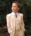 Kinderanzug dunkelbeige uni 5-tlg. Sakko+ Hose+ Weste+ Hemd+ Krawatte