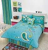 Magic Aqua Butterfly Comforter Bedding Set Full 9 Pcs