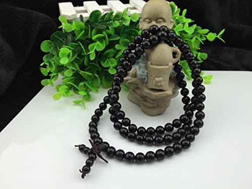 Bailund Womens Mens 108 Natural Ebony Buddhist Prayer Buddha Beads Bracelet/Necklace