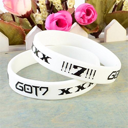 KPOP GOT7 Wristband JB Jr Mark Jackson Silicone Bracelet Support 2PCS (White)