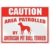 New  Caution : Area Patrolled By American Pit Bull Terrier  Parking Sign Dog