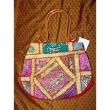 Womens Sari Handbag Multi Blue Bollywood Purse Boho