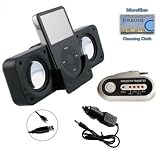 Portable speaker (Black) + FM Transmitter for iPod Classic Touch Video Nano Shuffle and iPhone Incl. DBROTH Microfiber Cleaning cloth