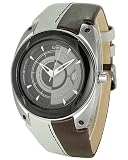 DFactory Men's DFB009YWB White Label Black and Gray Dial Leather Watch
