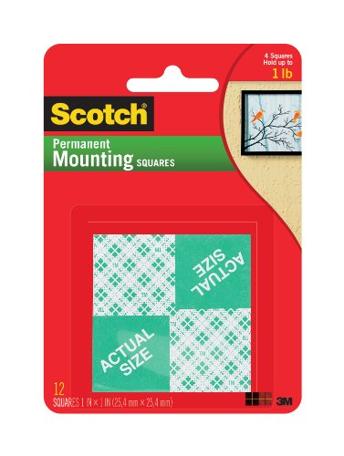 Scotch Permanent Mounting Squares, 1 x 1 Inch (111-24)